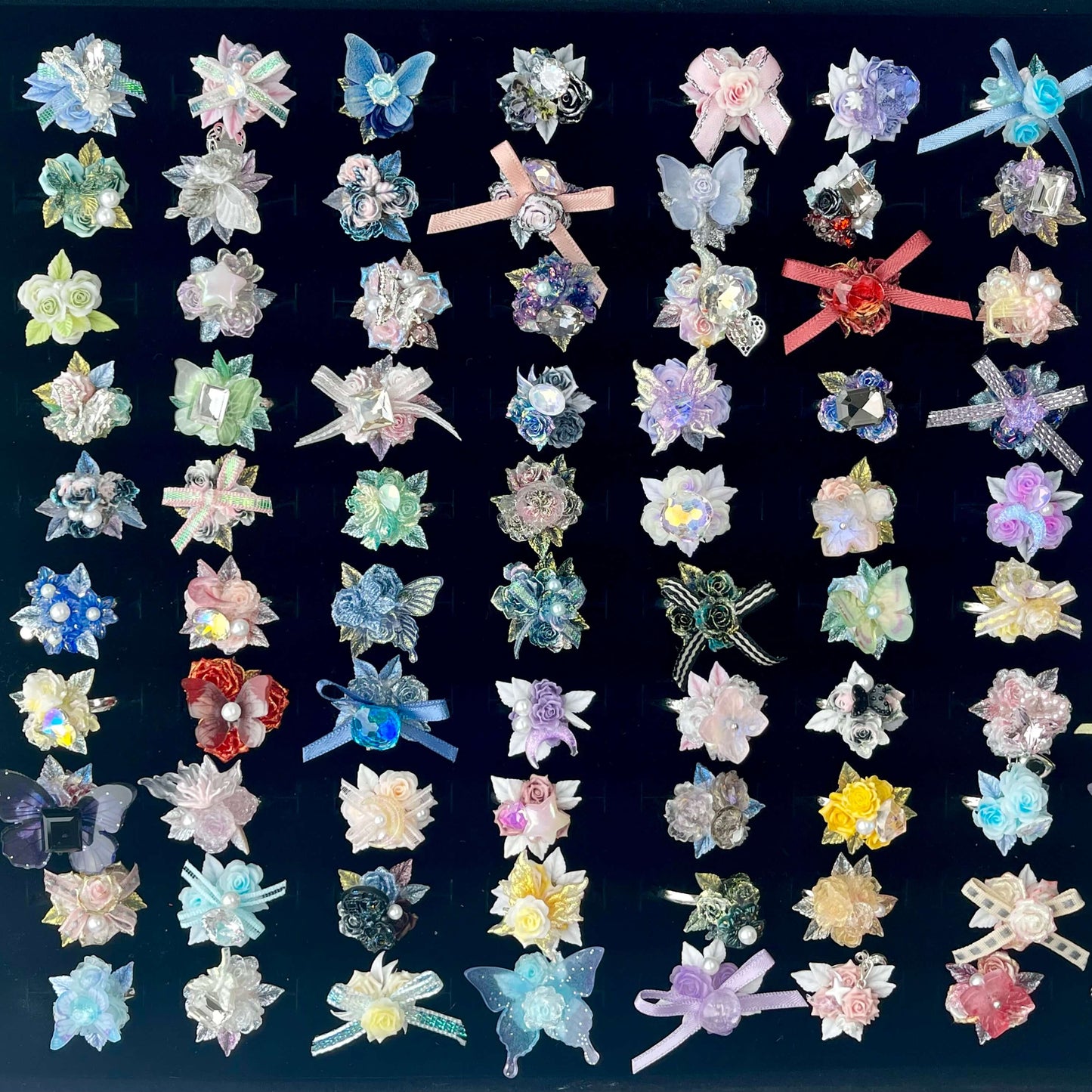 [New Batch] Premium Handmade Flower Blossom and Glittering Decor Rings