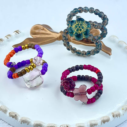 [Live Exclusive] Handmade Mini Beads Boho Button Style/Multi-Ring Mini Beads Style Rings