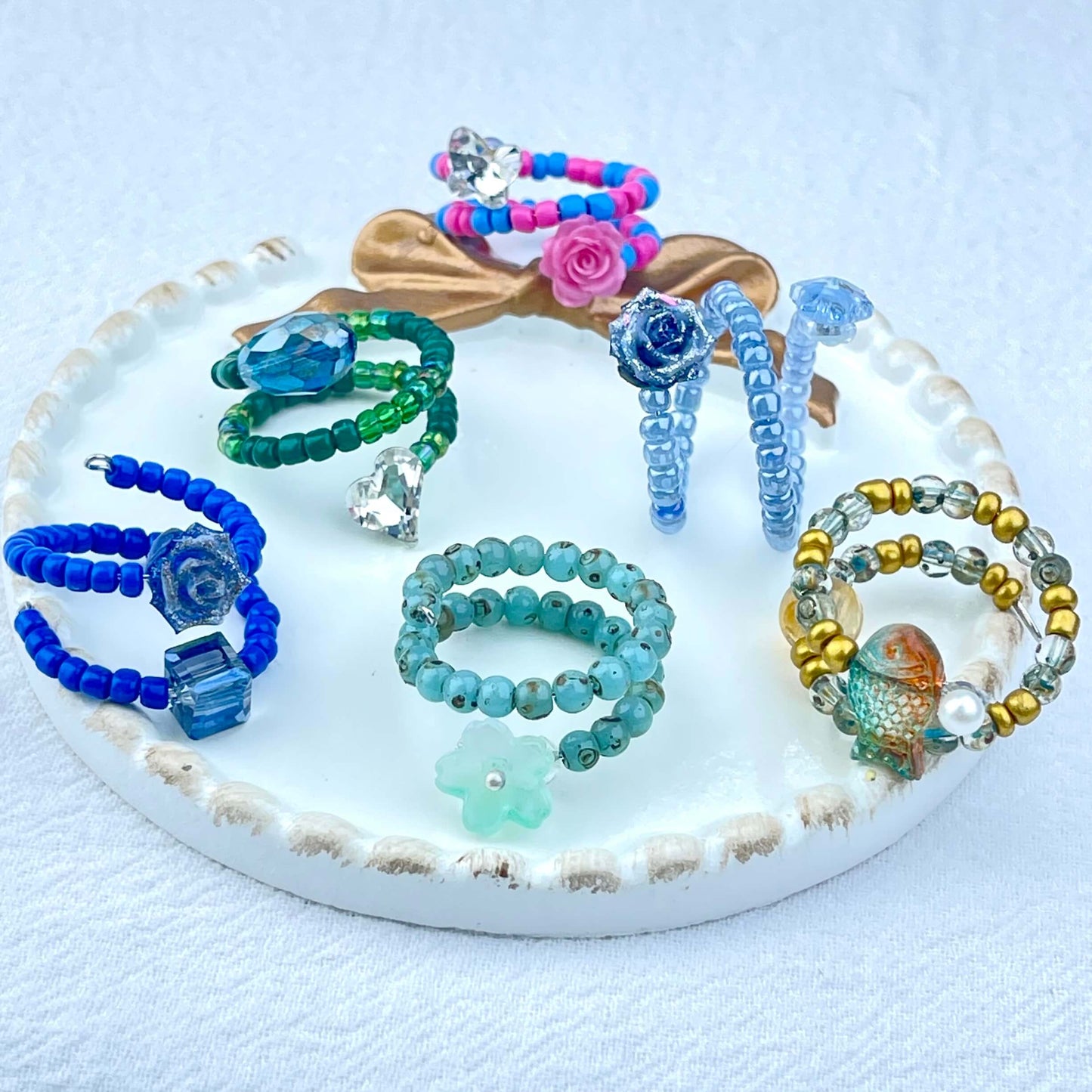 [Live Exclusive] Handmade Mini Beads Boho Button Style/Multi-Ring Mini Beads Style Rings