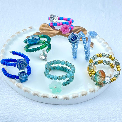 [Live Exclusive] Handmade Mini Beads Boho Button Style/Multi-Ring Mini Beads Style Rings