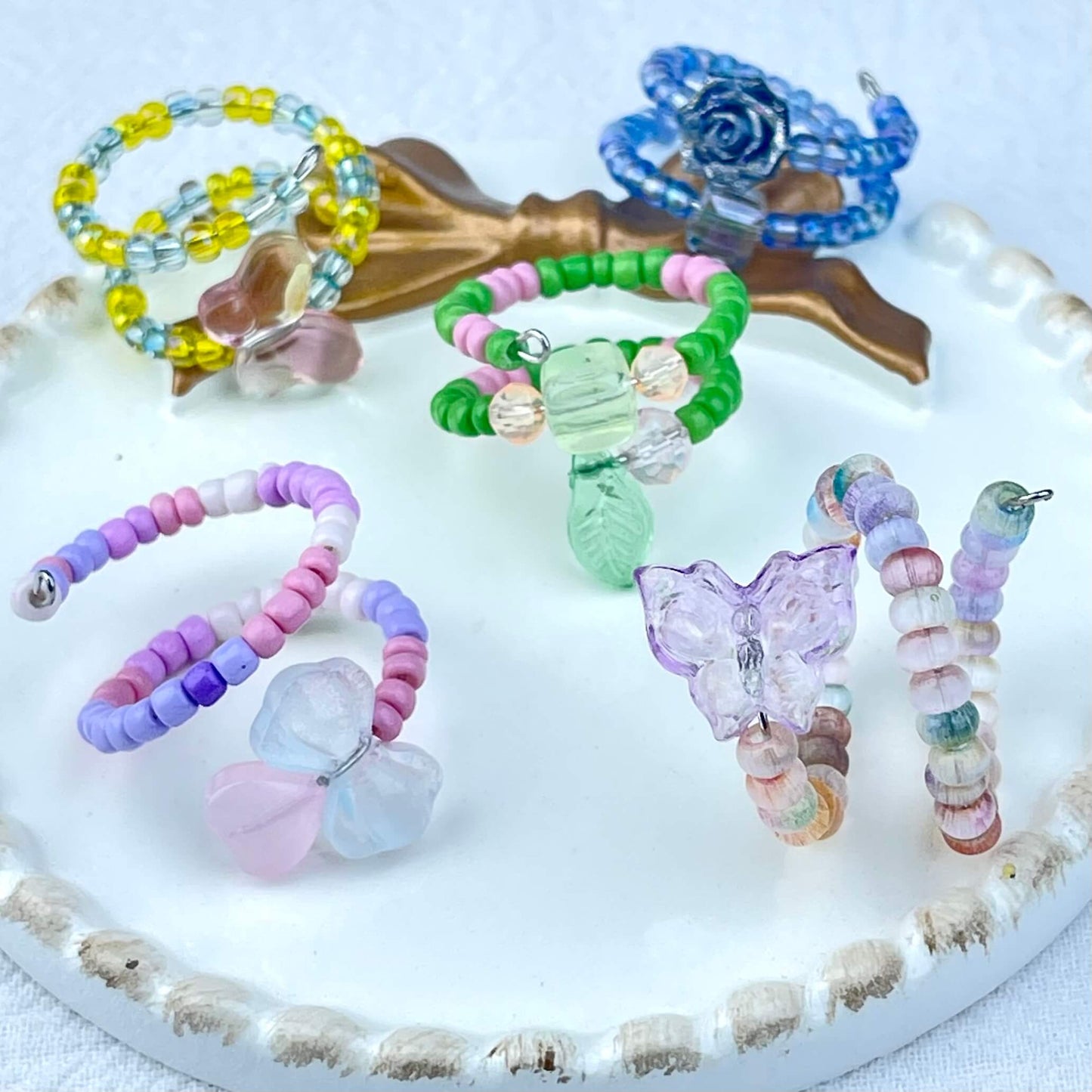 [Live Exclusive] Handmade Mini Beads Boho Button Style/Multi-Ring Mini Beads Style Rings