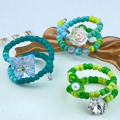 [Live Exclusive] Handmade Mini Beads Boho Button Style/Multi-Ring Mini Beads Style Rings