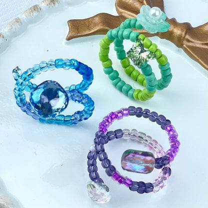 [Live Exclusive] Handmade Mini Beads Boho Button Style/Multi-Ring Mini Beads Style Rings