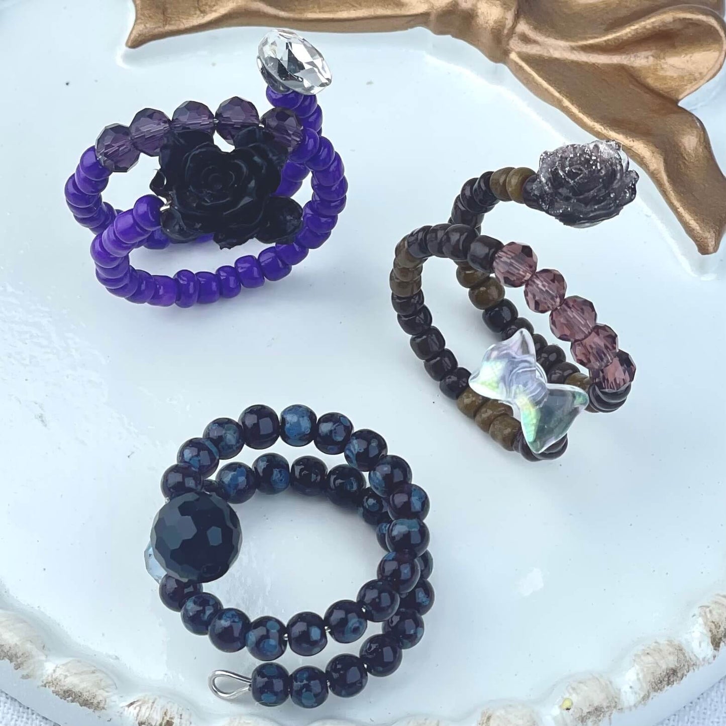 [Live Exclusive] Handmade Mini Beads Boho Button Style/Multi-Ring Mini Beads Style Rings