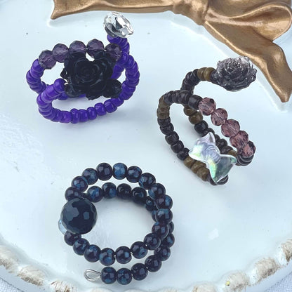 [Live Exclusive] Handmade Mini Beads Boho Button Style/Multi-Ring Mini Beads Style Rings
