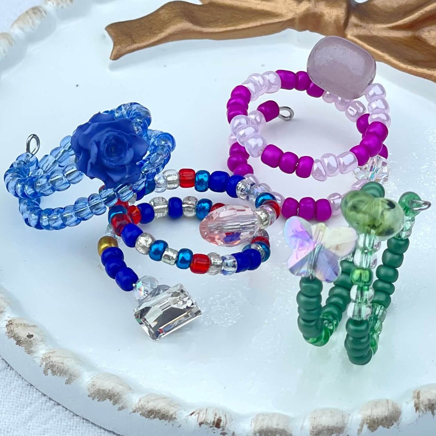 [Live Exclusive] Handmade Mini Beads Boho Button Style/Multi-Ring Mini Beads Style Rings