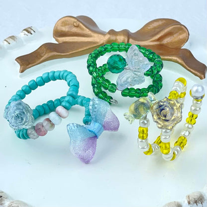 [Live Exclusive] Handmade Mini Beads Boho Button Style/Multi-Ring Mini Beads Style Rings