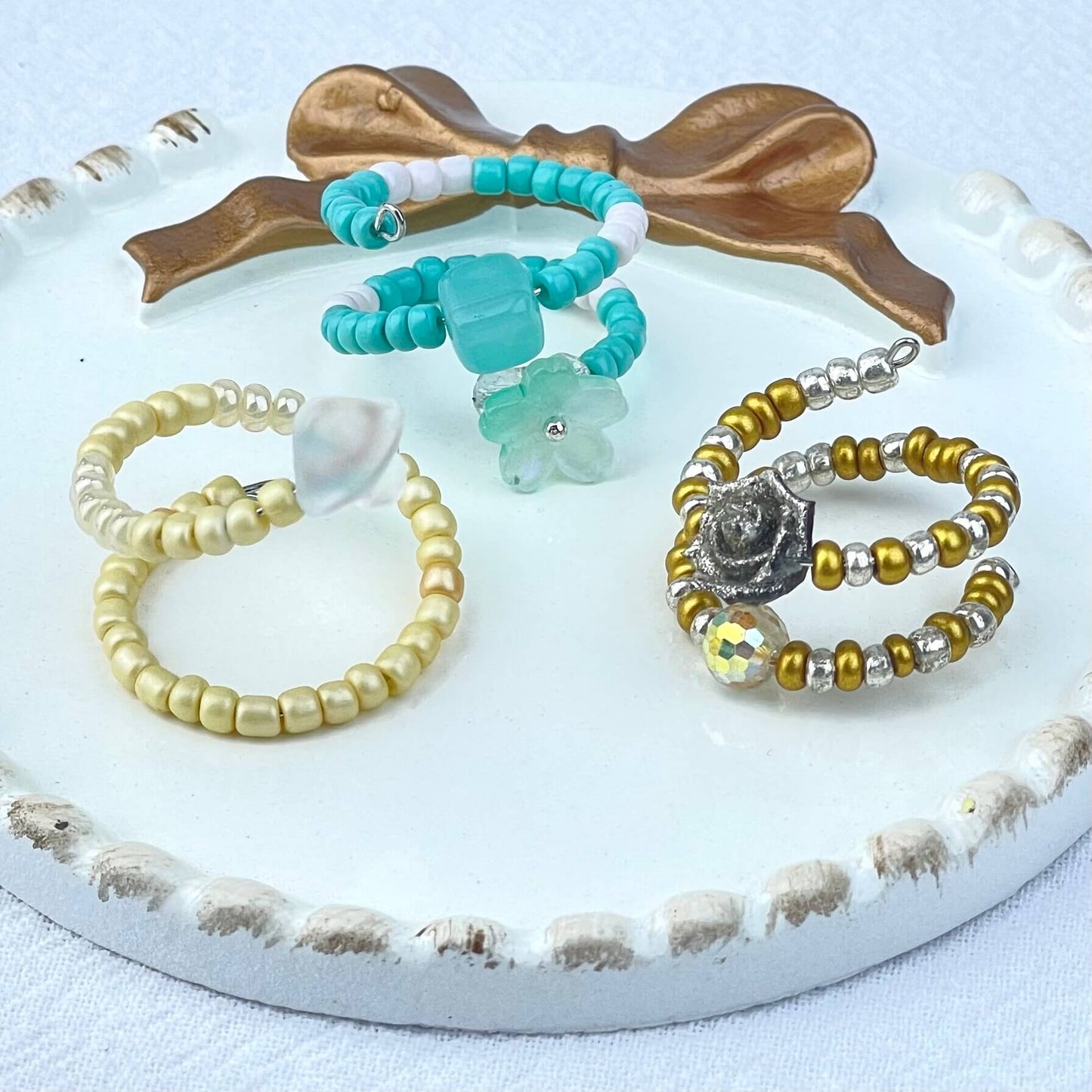 [Live Exclusive] Handmade Mini Beads Boho Button Style/Multi-Ring Mini Beads Style Rings