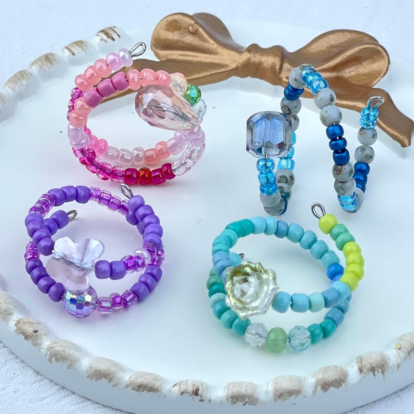[Live Exclusive] Handmade Mini Beads Boho Button Style/Multi-Ring Mini Beads Style Rings