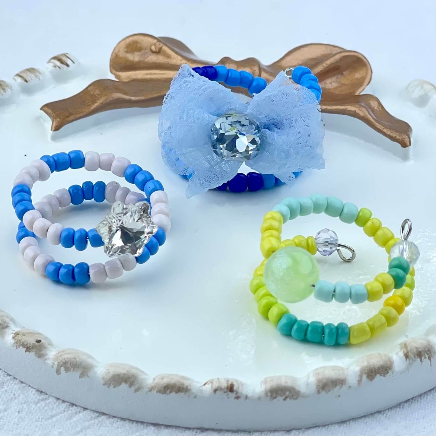 [Live Exclusive] Handmade Mini Beads Boho Button Style/Multi-Ring Mini Beads Style Rings