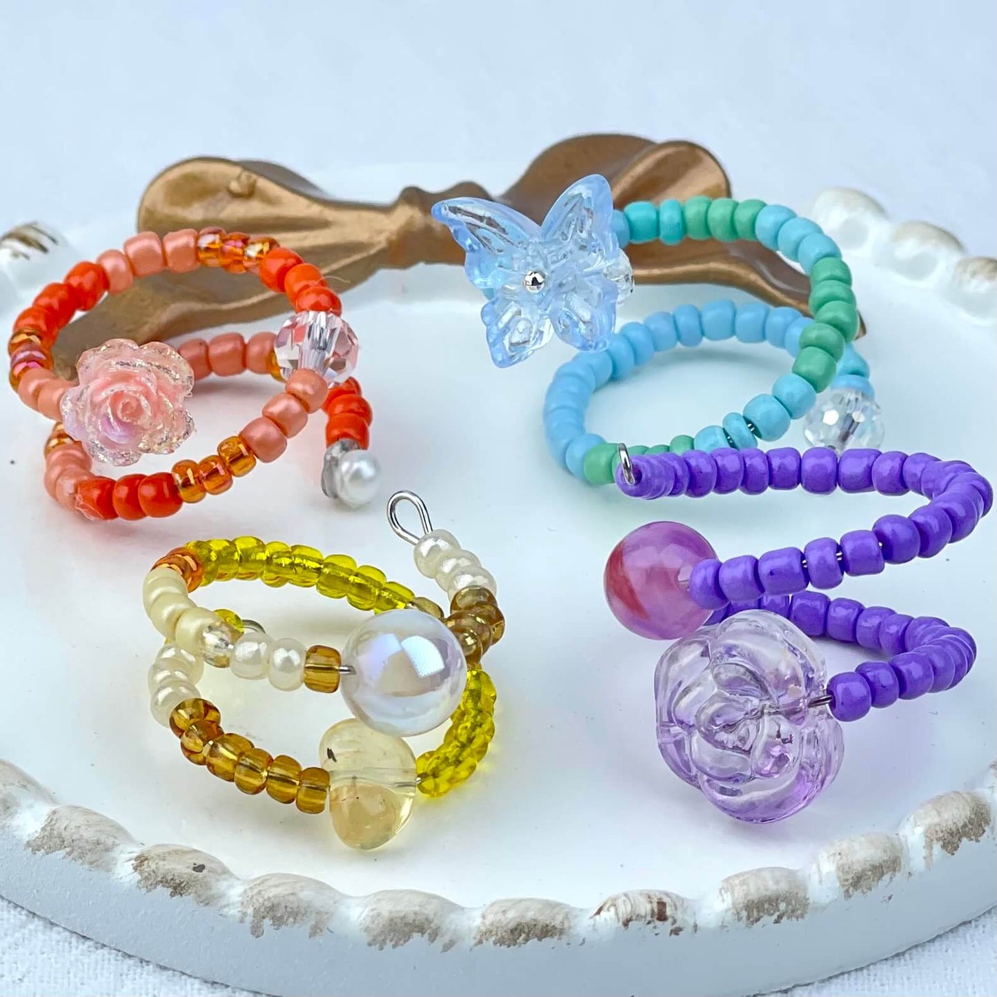 [Live Exclusive] Handmade Mini Beads Boho Button Style/Multi-Ring Mini Beads Style Rings