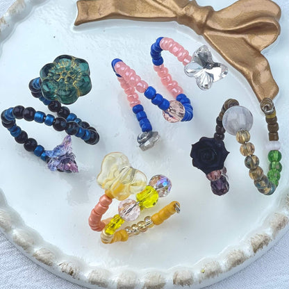 [Live Exclusive] Handmade Mini Beads Boho Button Style/Multi-Ring Mini Beads Style Rings