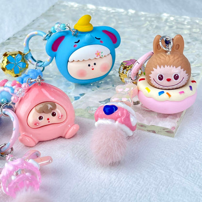 [Live Exclusive] Premium Handmade Newest Standing/Sitting Cutie Keychain- with New Fluffy Style & Special Launch Fruit Play