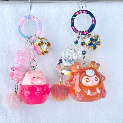 [Live Exclusive] Premium Handmade Newest Standing/Sitting Cutie Keychain- with New Fluffy Style & Special Launch Fruit Play