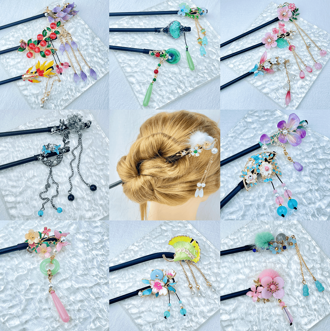 [Holiday Celebration] Beautiful Flower Blossom Chinese Traditional Style Hair Sticks-New Fluffy Styles Added!