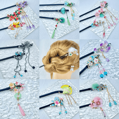 [Holiday Celebration] Beautiful Flower Blossom Chinese Traditional Style Hair Sticks-New Fluffy Styles Added!