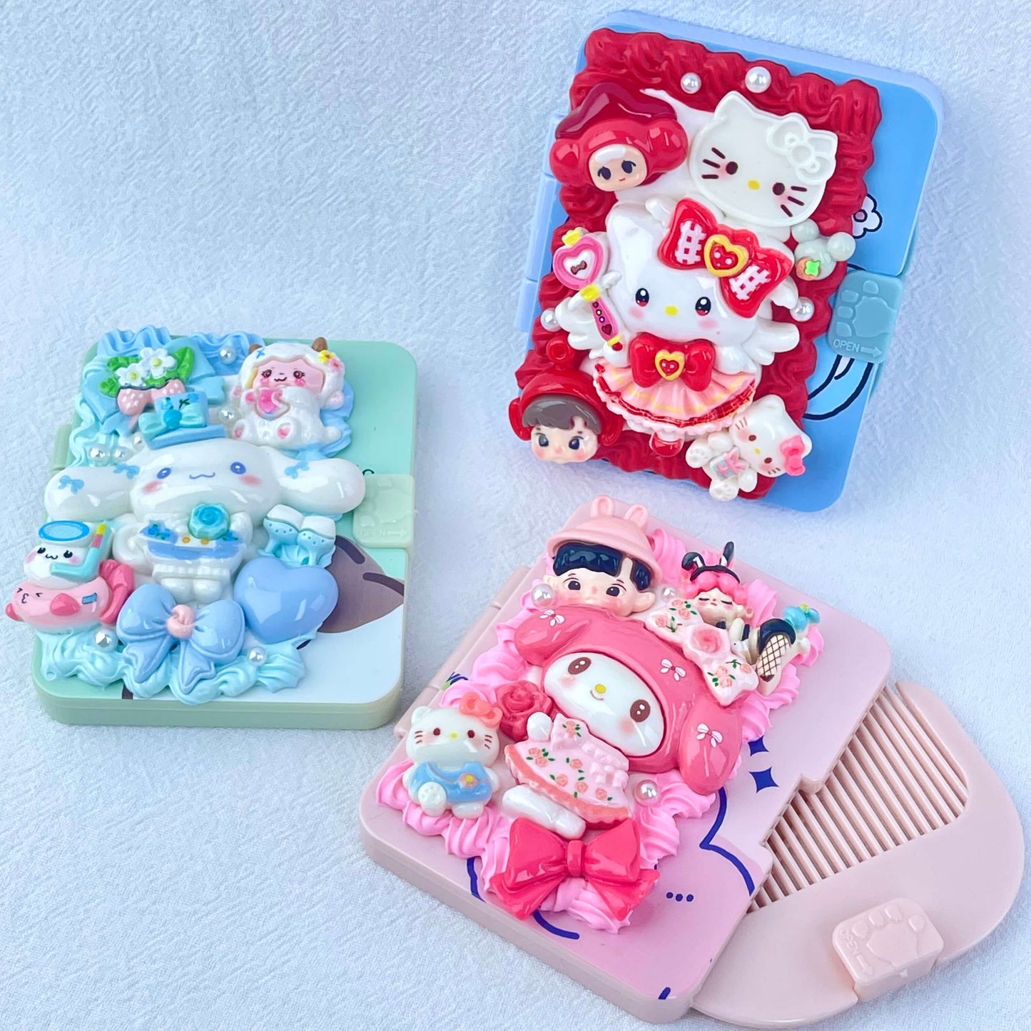 [New Arrival] Kawaii Cuties Handmade Cream Gel Mirror and Hairbrush Set