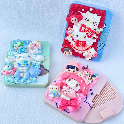 [New Arrival] Kawaii Cuties Handmade Cream Gel Mirror and Hairbrush Set