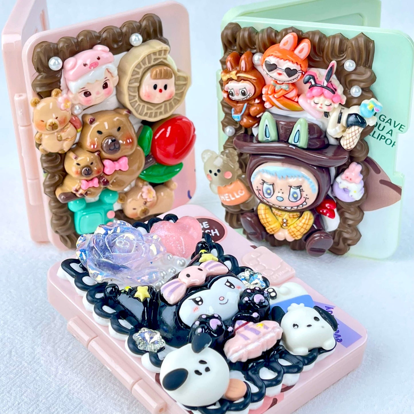 [New Arrival] Kawaii Cuties Handmade Cream Gel Mirror and Hairbrush Set