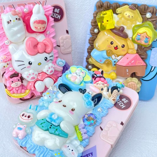 [New Arrival] Kawaii Cuties Handmade Cream Gel Mirror and Hairbrush Set