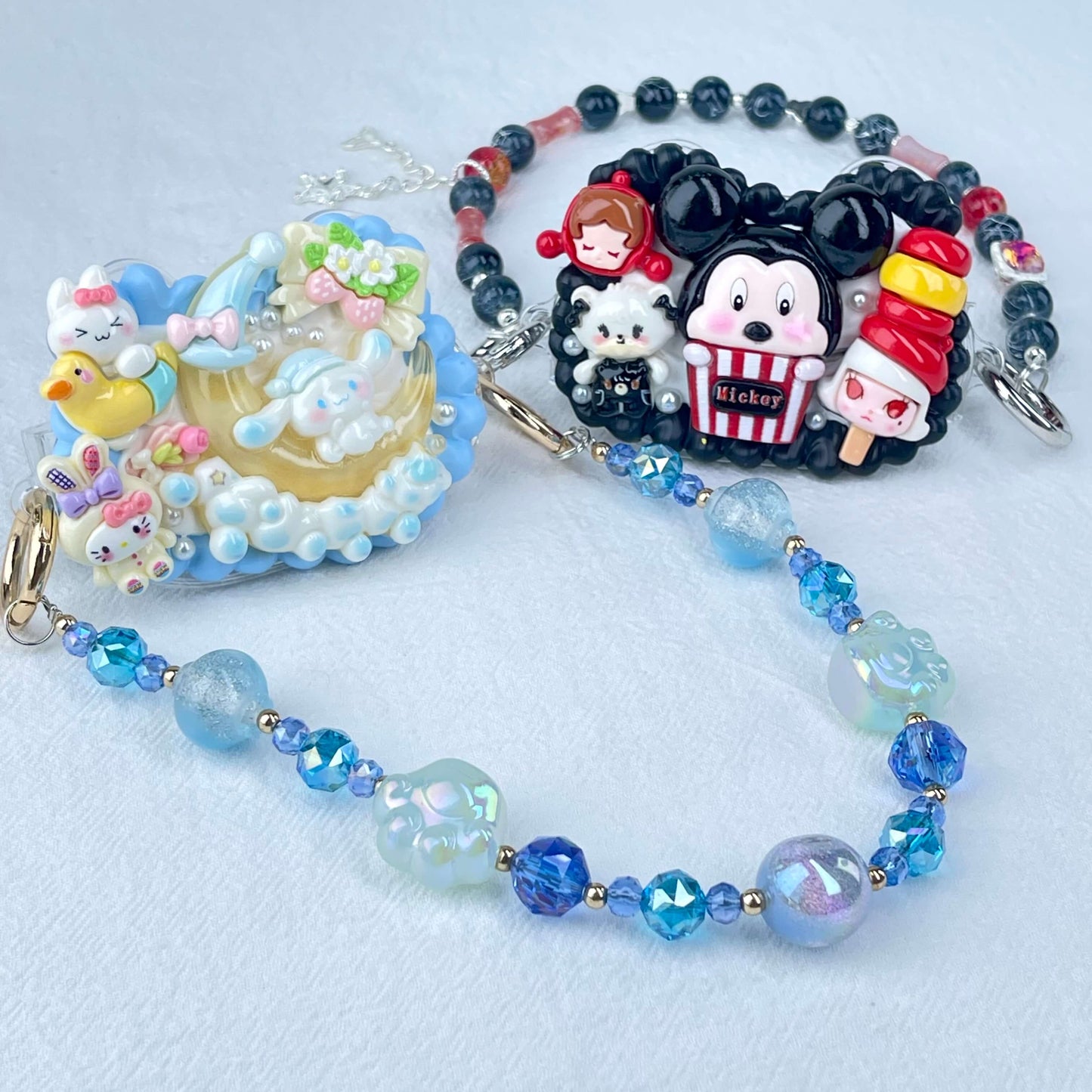 [New Arrival] Kawaii Cream Gel and Glittering Rhinestones Mixes Styles Phone Clip with Phone Chain/Cross-body Chain