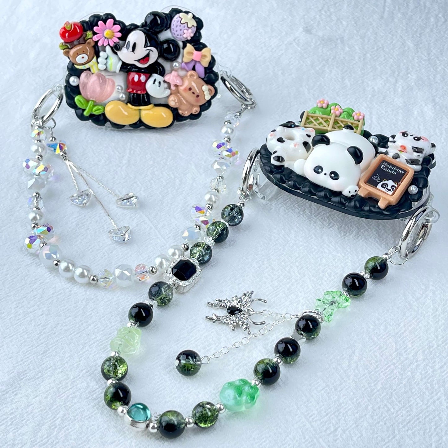 [New Arrival] Kawaii Cream Gel and Glittering Rhinestones Mixes Styles Phone Clip with Phone Chain/Cross-body Chain