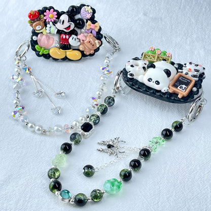 [New Arrival] Kawaii Cream Gel and Glittering Rhinestones Mixes Styles Phone Clip with Phone Chain/Cross-body Chain