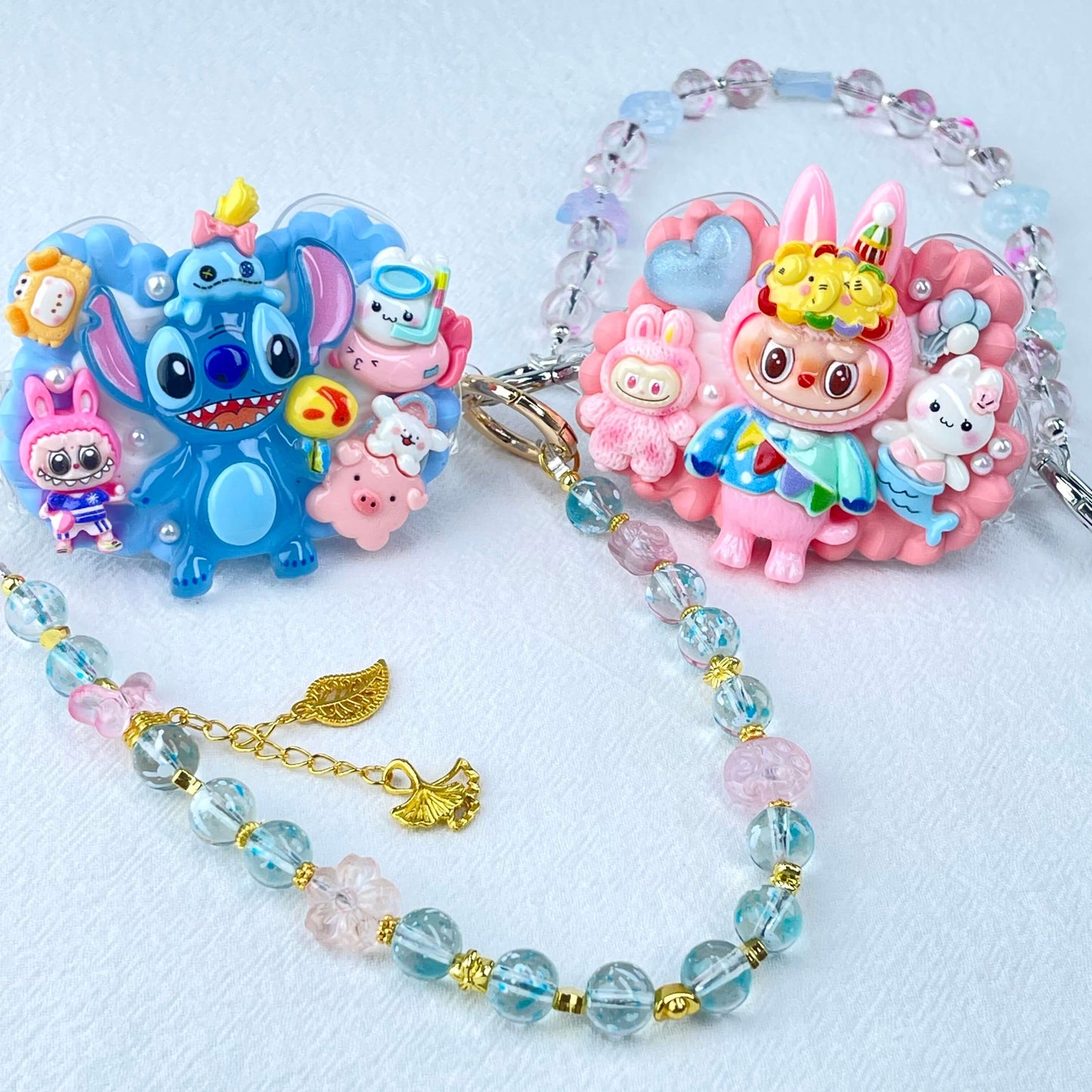 [New Arrival] Kawaii Cream Gel and Glittering Rhinestones Mixes Styles Phone Clip with Phone Chain/Cross-body Chain