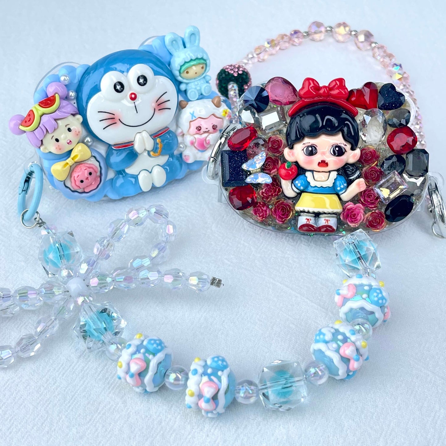 [New Arrival] Kawaii Cream Gel and Glittering Rhinestones Mixes Styles Phone Clip with Phone Chain/Cross-body Chain