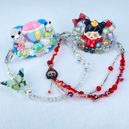 [New Arrival] Kawaii Cream Gel and Glittering Rhinestones Mixes Styles Phone Clip with Phone Chain/Cross-body Chain