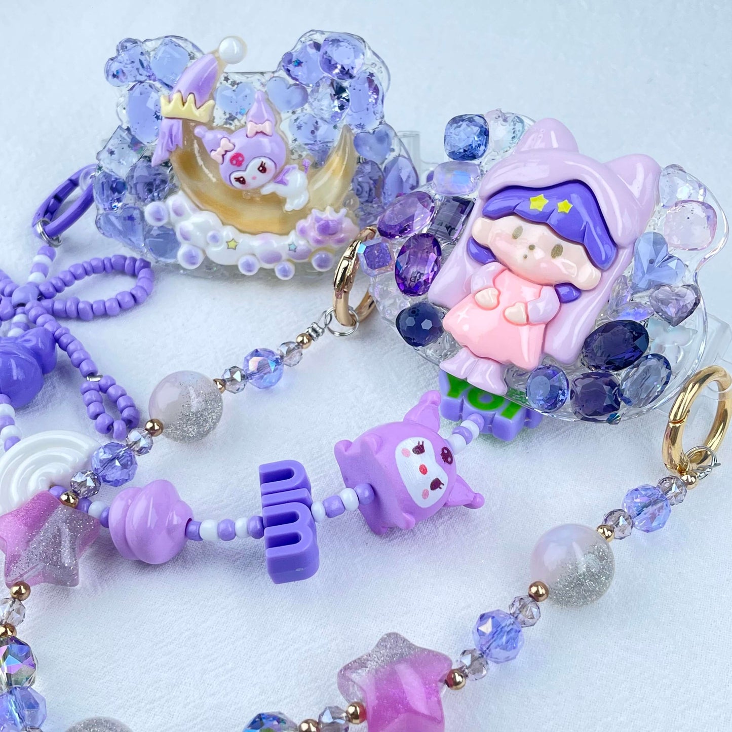 [New Arrival] Kawaii Cream Gel and Glittering Rhinestones Mixes Styles Phone Clip with Phone Chain/Cross-body Chain