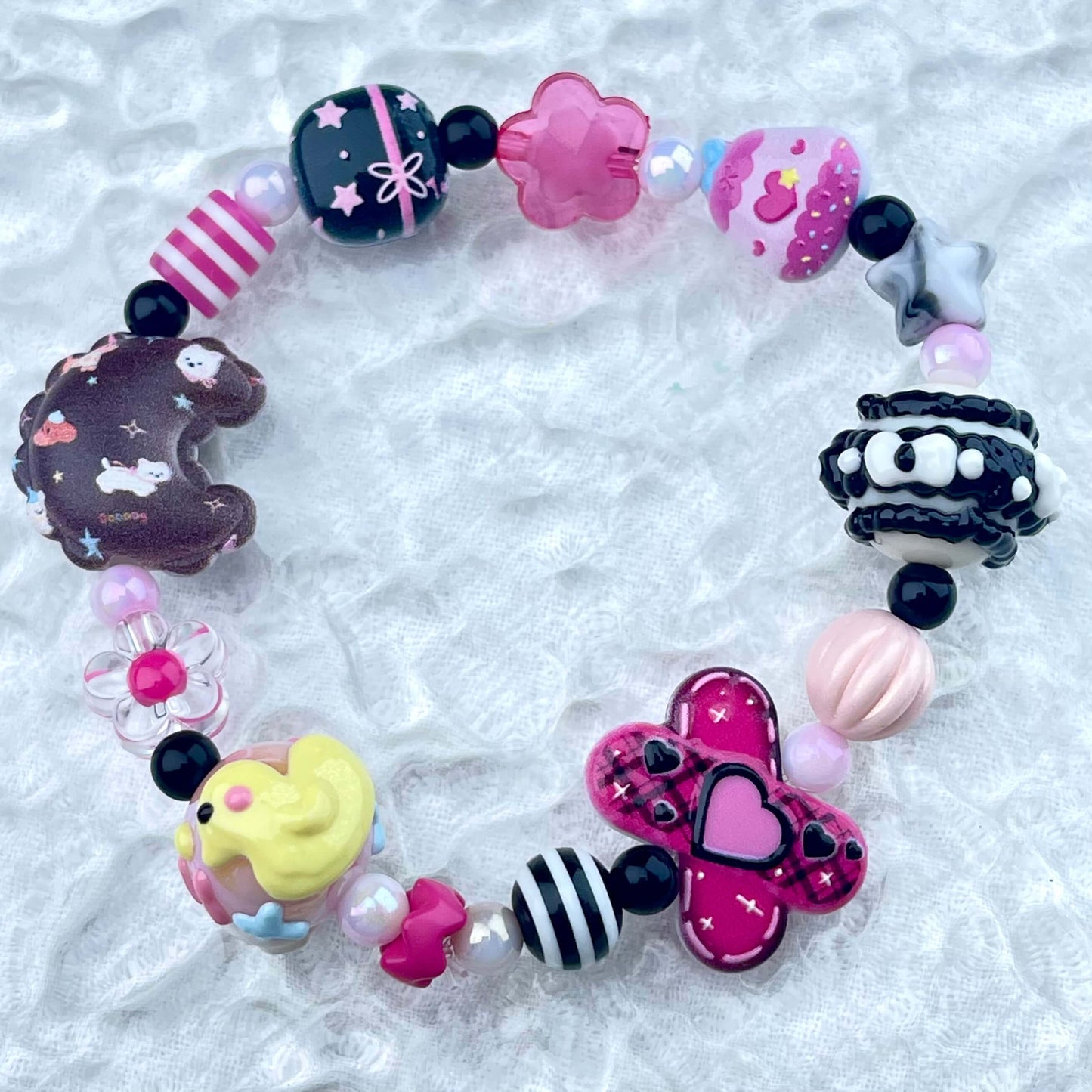 [New Arrival] Kawaii Beads and Hand-painted Beads Elastic Bracelets-Larger Size
