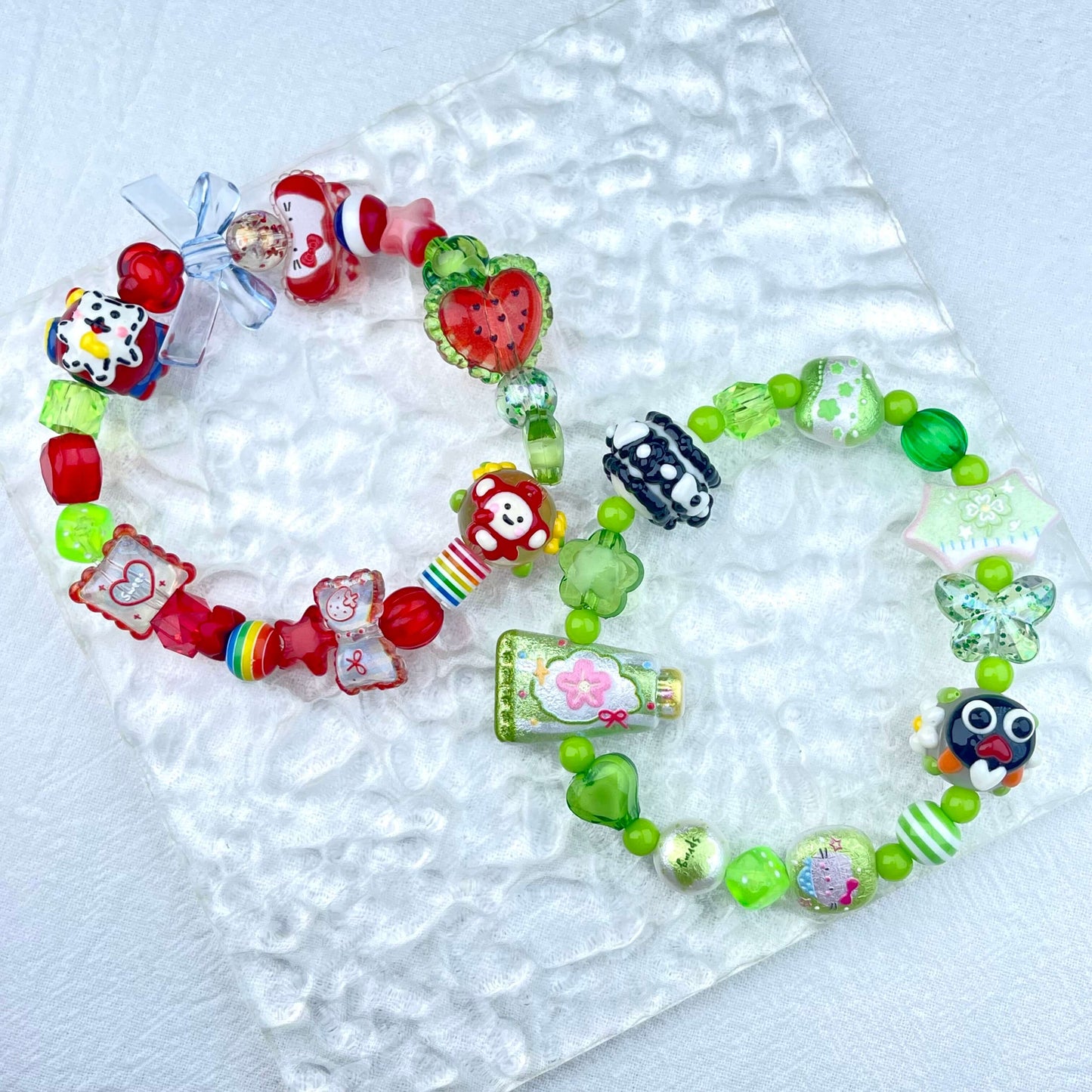 [New Arrival] Kawaii Beads and Hand-painted Beads Elastic Bracelets-Larger Size