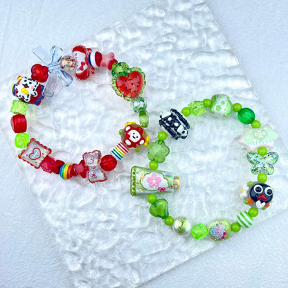 [New Arrival] Kawaii Beads and Hand-painted Beads Elastic Bracelets-Larger Size