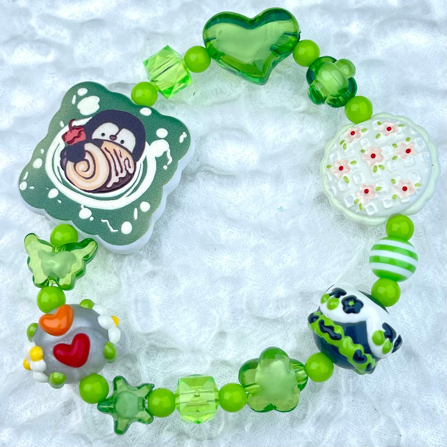 [New Arrival] Kawaii Beads and Hand-painted Beads Elastic Bracelets-Larger Size