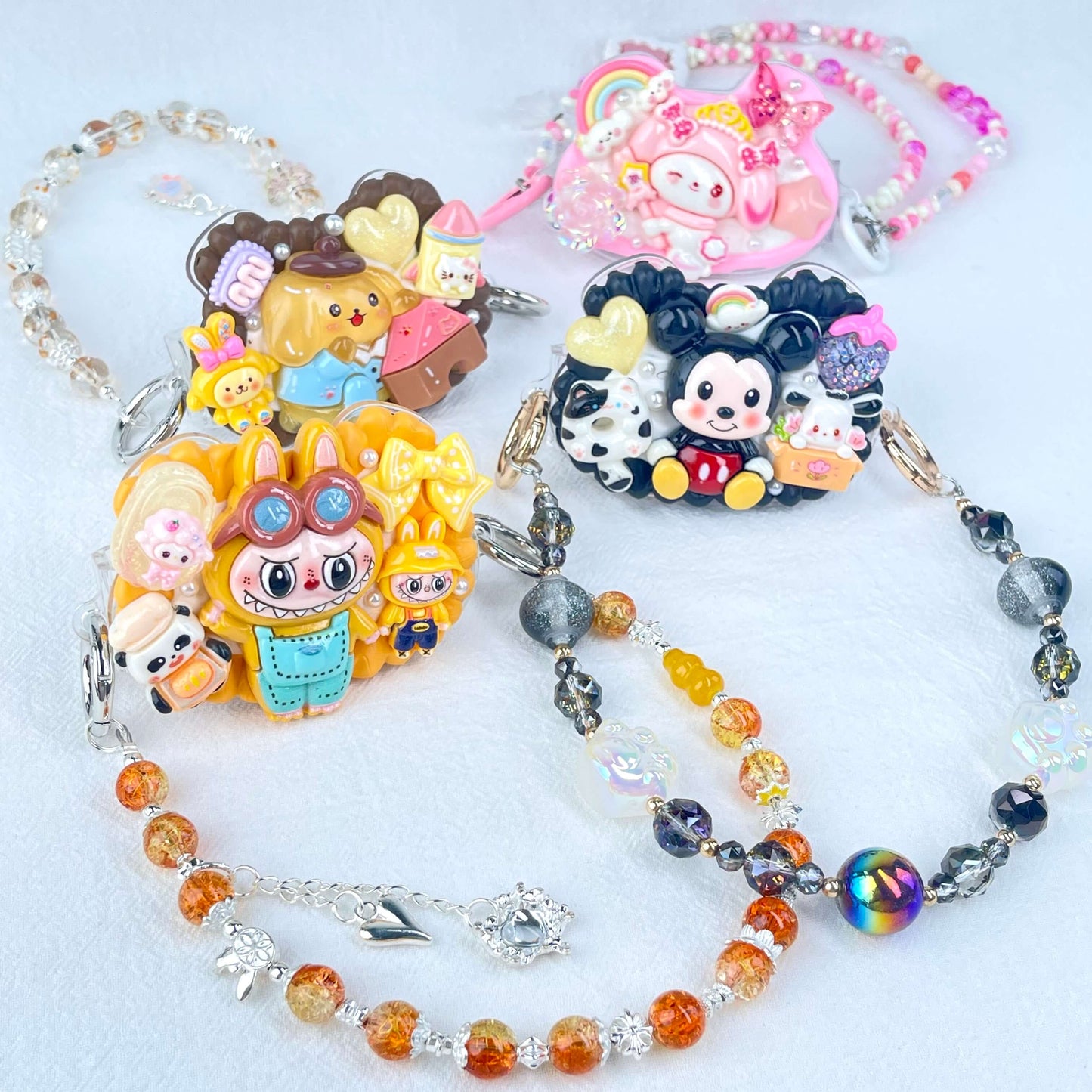 [New Arrival] Kawaii Cream Gel and Glittering Rhinestones Mixes Styles Phone Clip with Phone Chain/Cross-body Chain