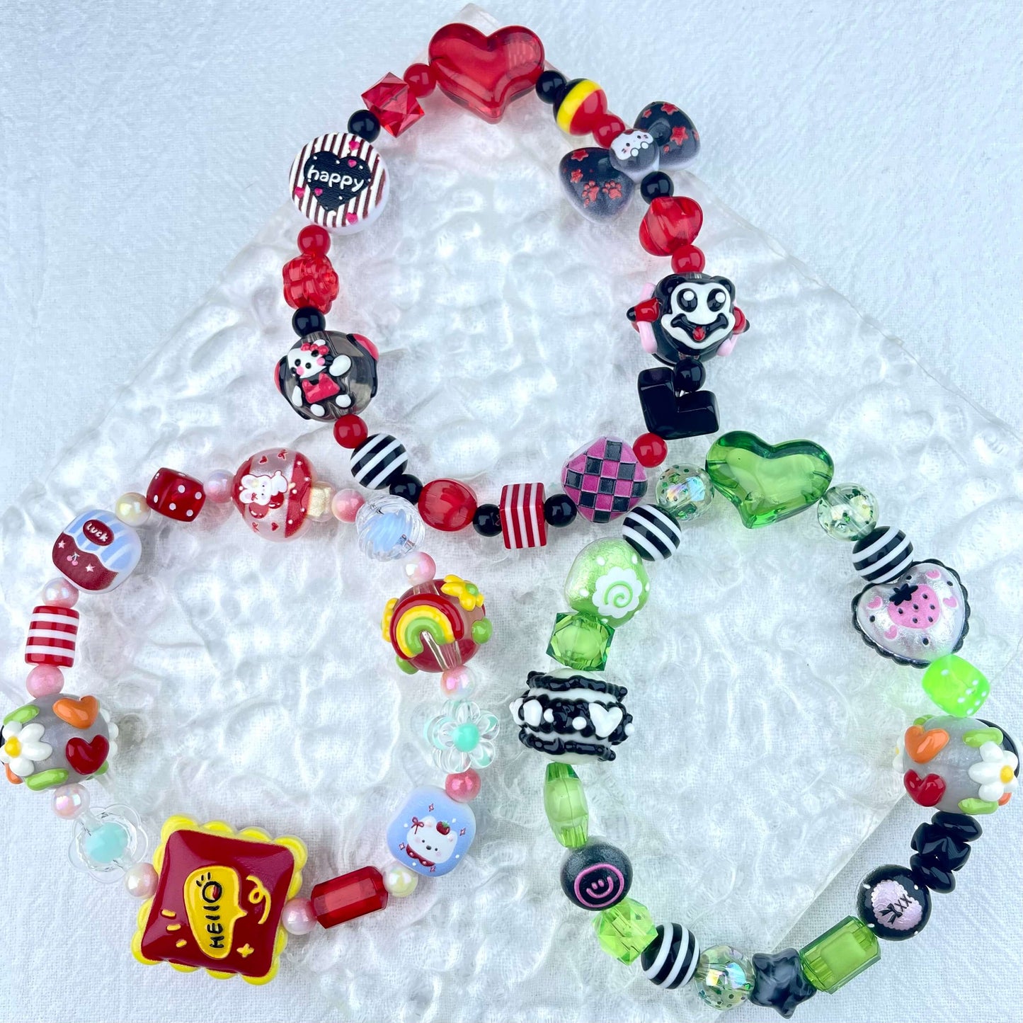 [New Arrival] Kawaii Beads and Hand-painted Beads Elastic Bracelets-Larger Size