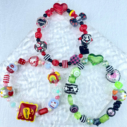 [New Arrival] Kawaii Beads and Hand-painted Beads Elastic Bracelets-Larger Size
