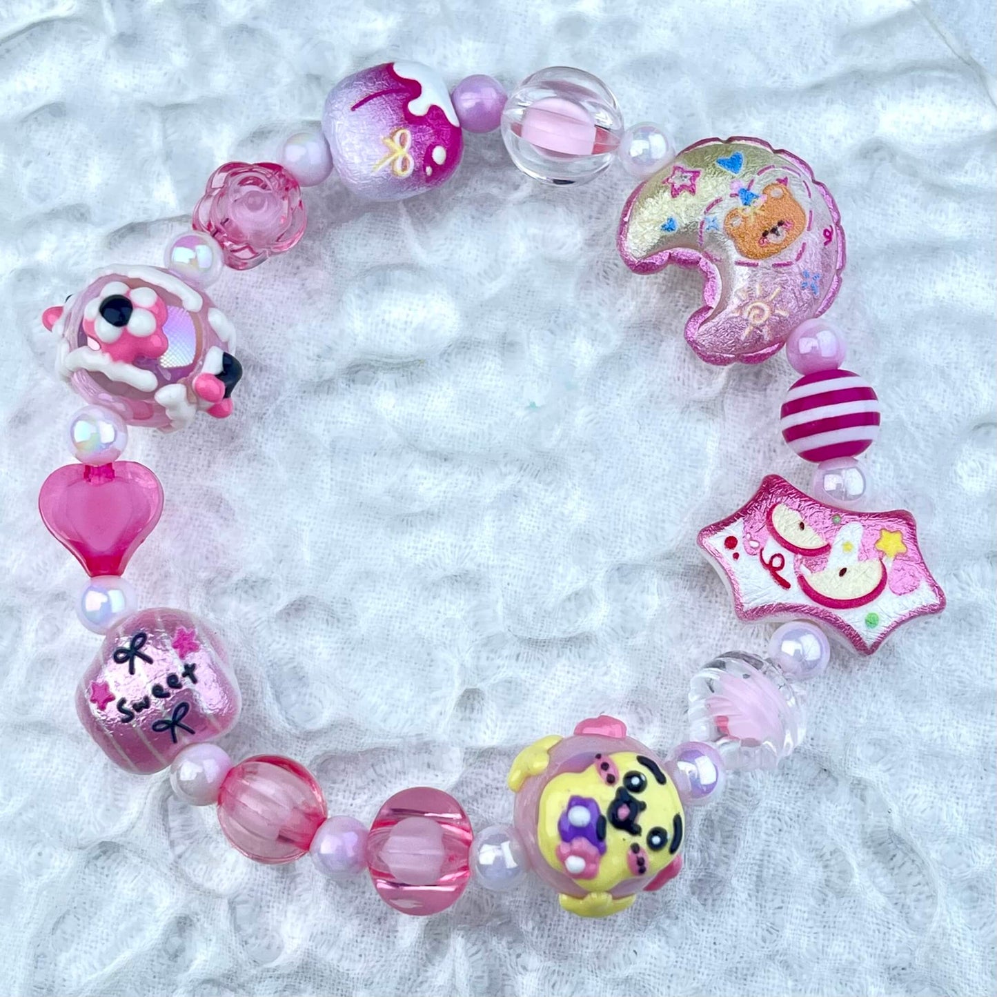 [New Arrival] Kawaii Beads and Hand-painted Beads Elastic Bracelets-Larger Size