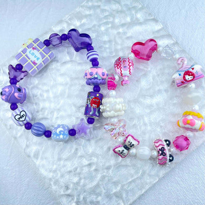 [New Arrival] Kawaii Beads and Hand-painted Beads Elastic Bracelets-Larger Size
