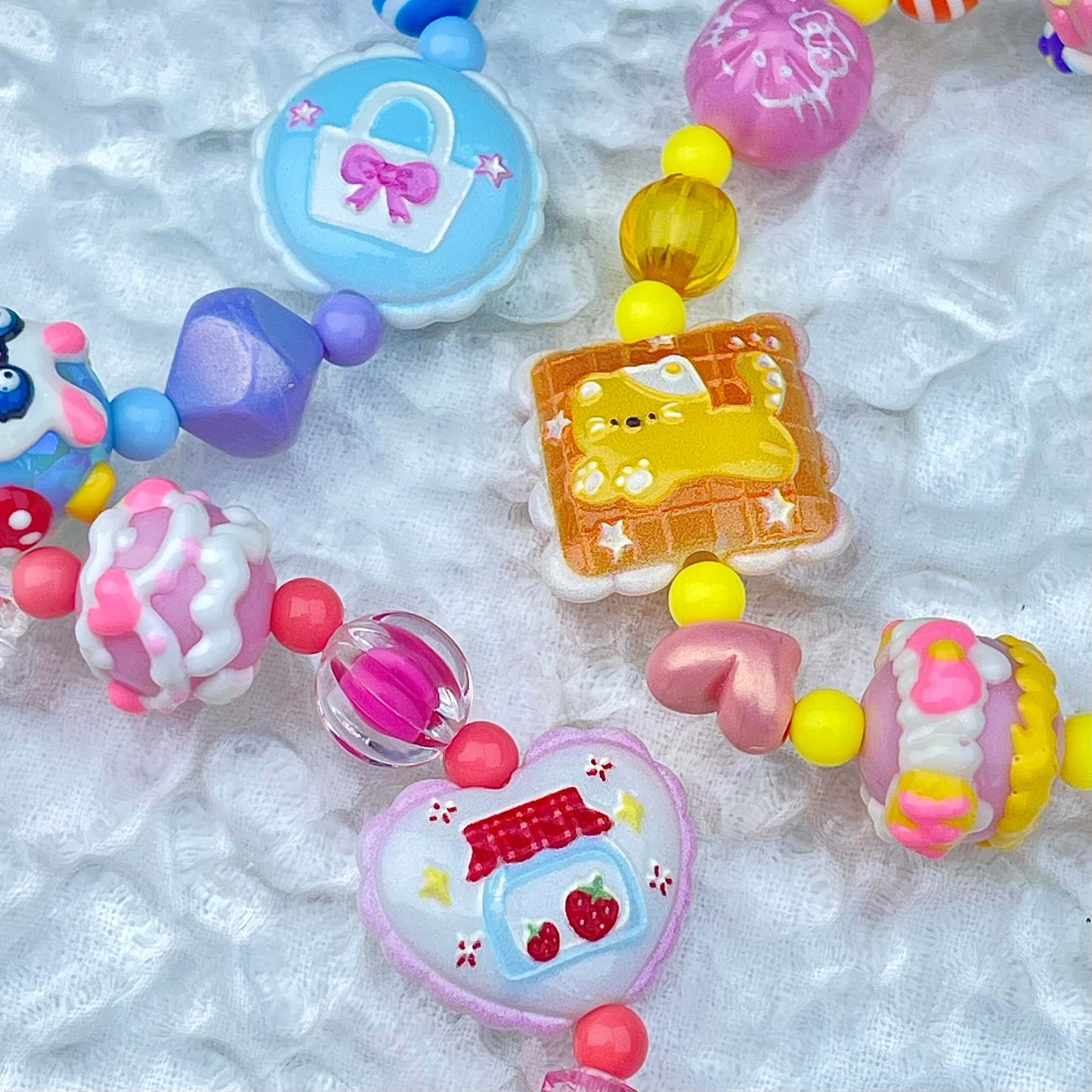 [New Arrival] Kawaii Beads and Hand-painted Beads Elastic Bracelets-Larger Size