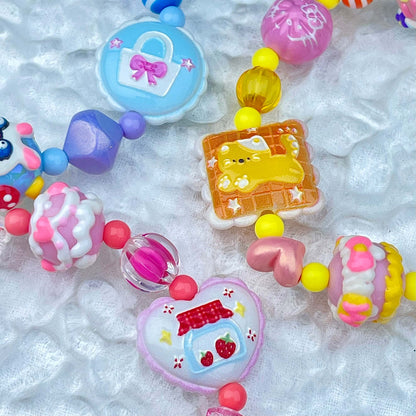 [New Arrival] Kawaii Beads and Hand-painted Beads Elastic Bracelets-Larger Size