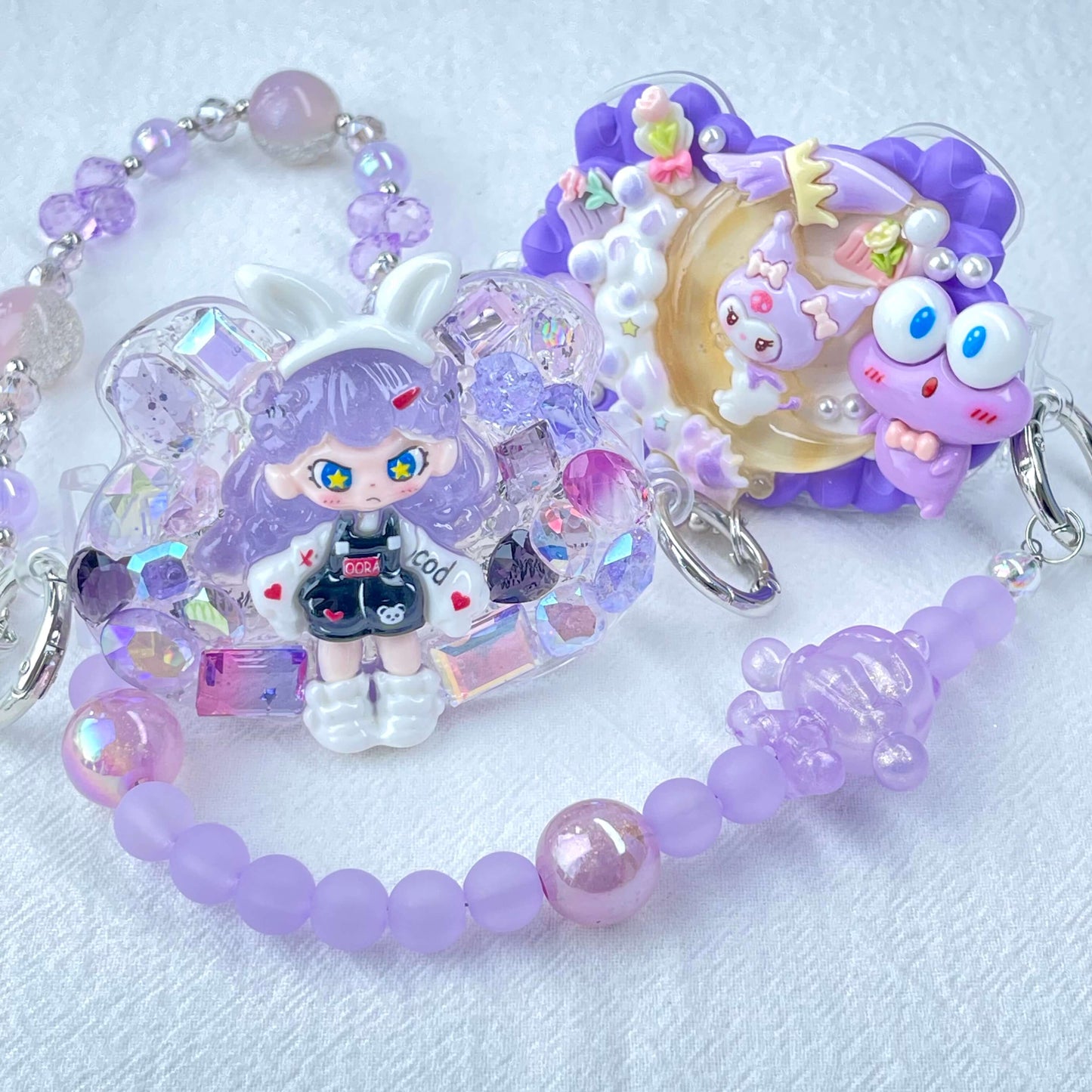 [New Arrival] Kawaii Cream Gel and Glittering Rhinestones Mixes Styles Phone Clip with Phone Chain/Cross-body Chain