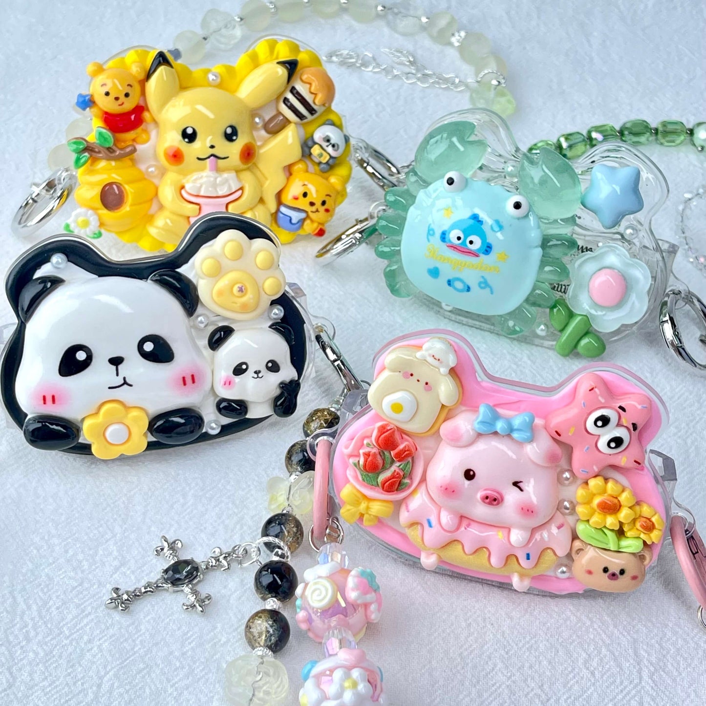 [New Arrival] Kawaii Cream Gel and Glittering Rhinestones Mixes Styles Phone Clip with Phone Chain/Cross-body Chain