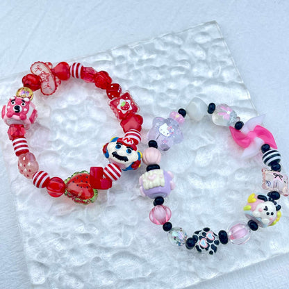 [New Arrival] Kawaii Beads and Hand-painted Beads Elastic Bracelets-Larger Size
