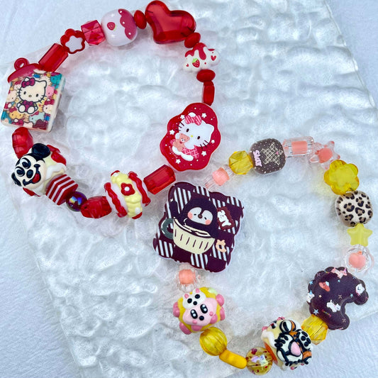 [New Arrival] Kawaii Beads and Hand-painted Beads Elastic Bracelets-Larger Size