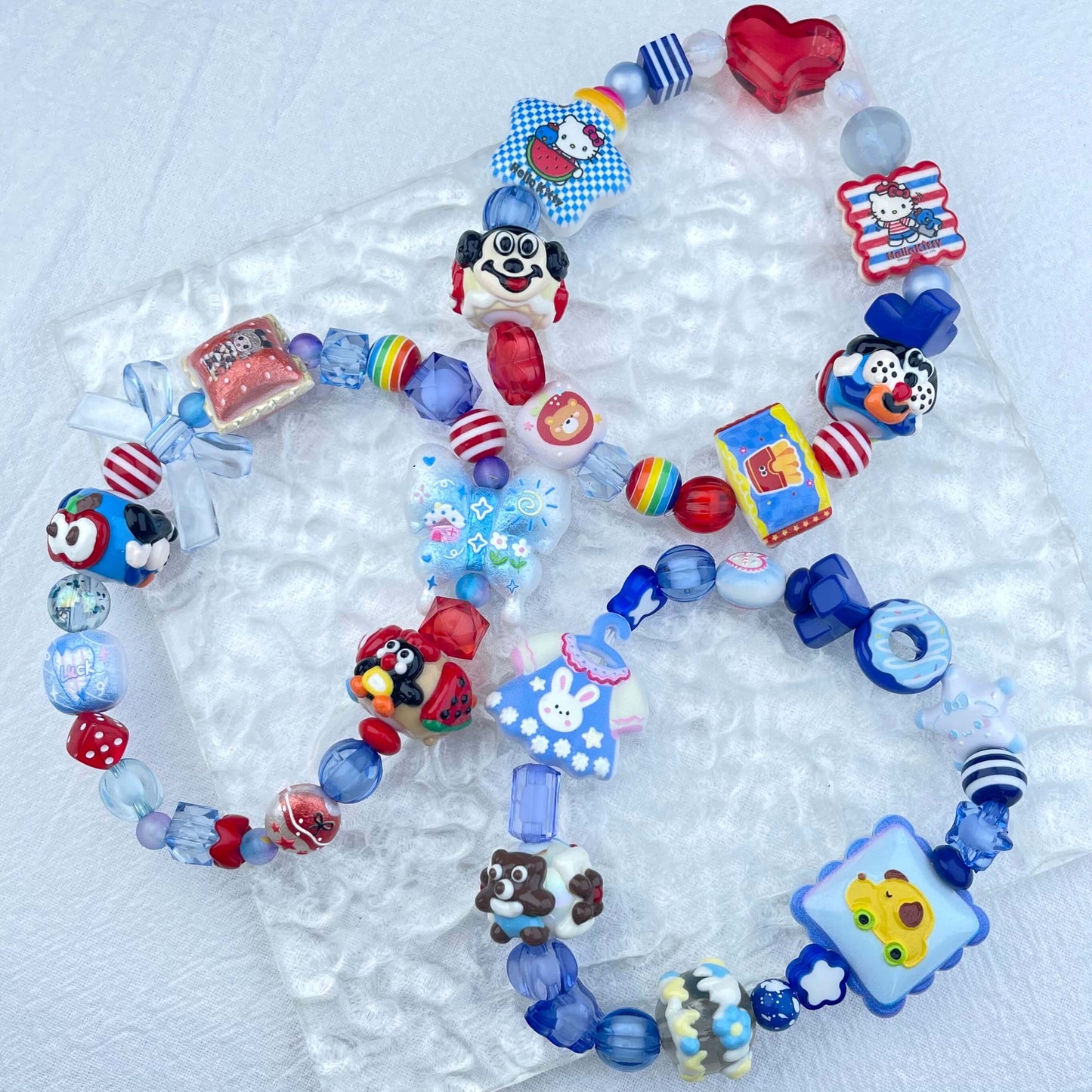 [New Arrival] Kawaii Beads and Hand-painted Beads Elastic Bracelets-Larger Size