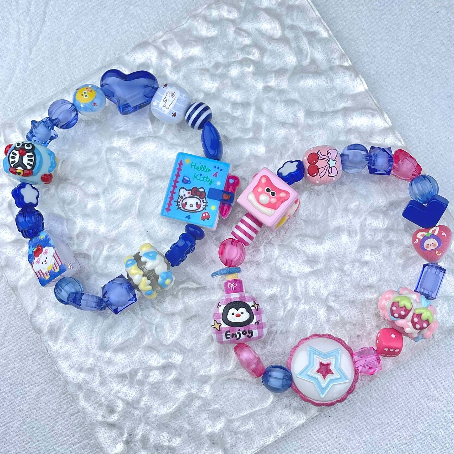 [New Arrival] Kawaii Beads and Hand-painted Beads Elastic Bracelets-Larger Size