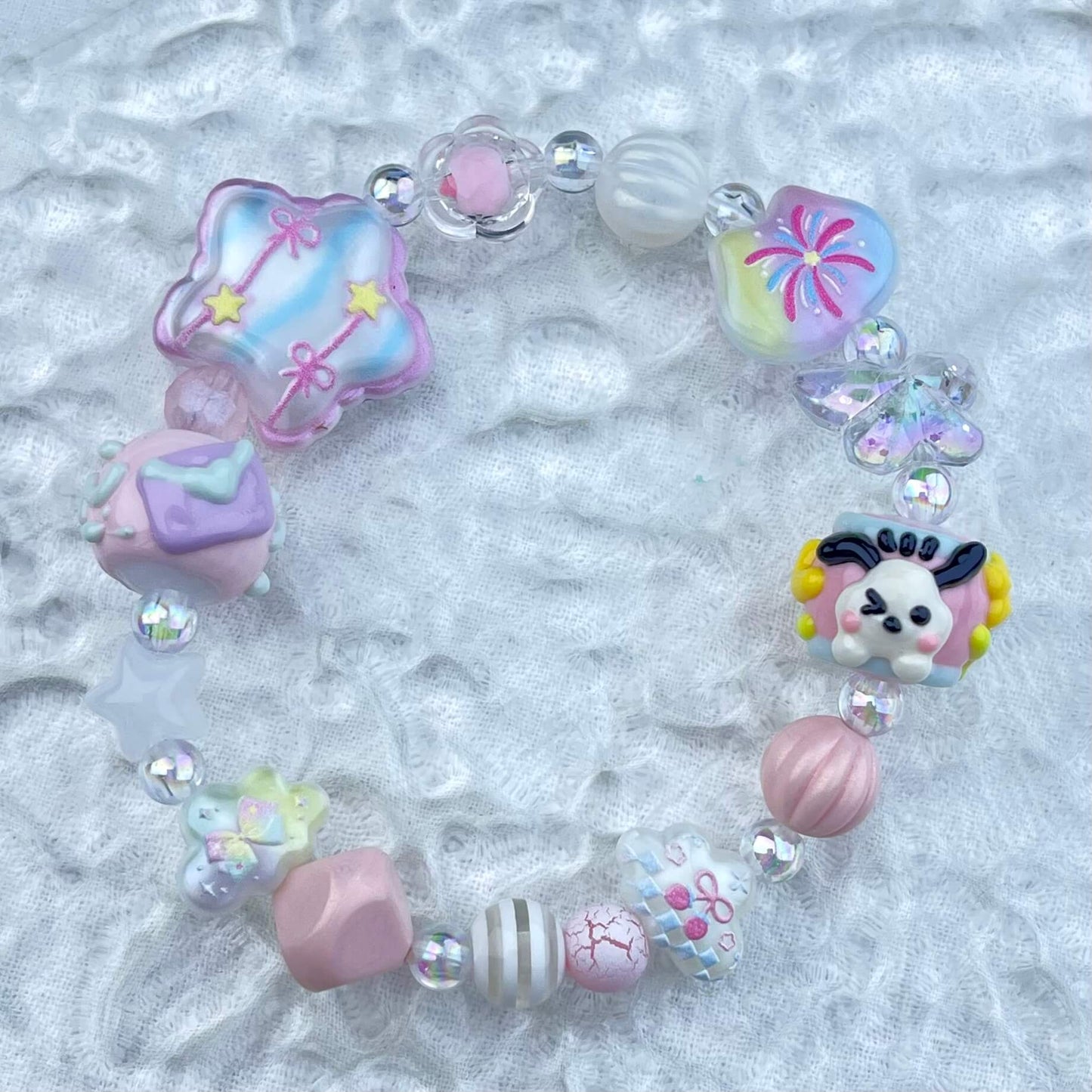 [New Arrival] Kawaii Beads and Hand-painted Beads Elastic Bracelets-Larger Size