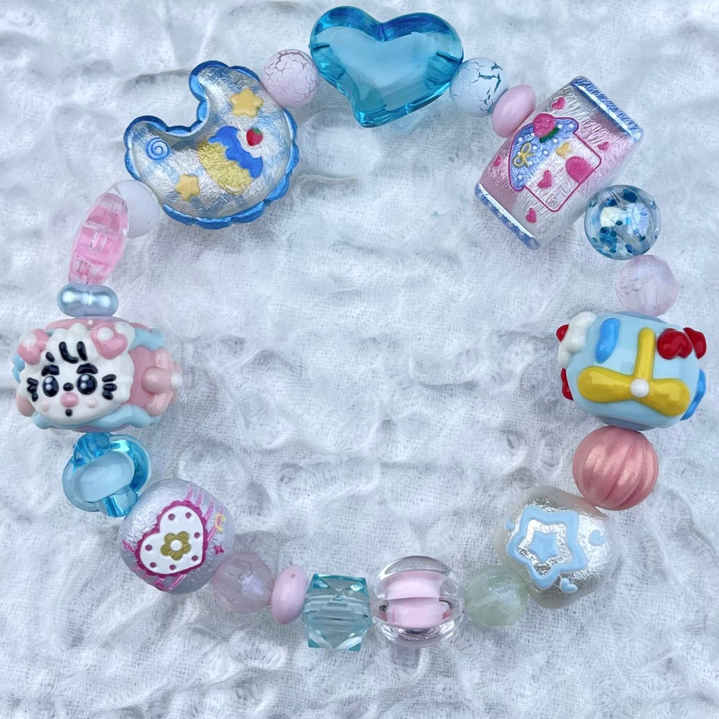 [New Arrival] Kawaii Beads and Hand-painted Beads Elastic Bracelets-Larger Size